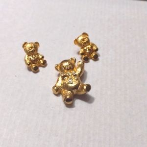 Gold plated bear earrings and matching brooche